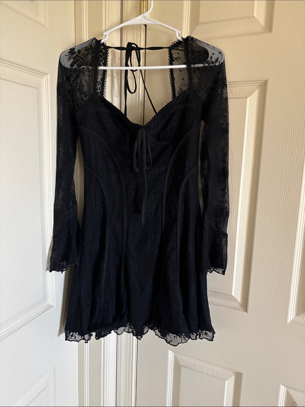 SHEIN Black Lace Tie-Back Mini Dress